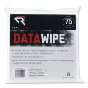 6 x 6; 75 Wipes per Pack; Cleaning; Cloths; Computer/Office Equipment Cleaner; DataWipe; Keyboard Cleaner; Lint-Free; Monitor Cleaner; Mouse Cleaners; Multimedia Equipment; Office Equipment Cleaner; READ RIGHT; Screen Cleaner; Surface Cleaners; Television Screen; Wipe; Wipes; Sponges; Swabs; Towelettes; Drying Materials; Jan/San; Janitorial; Maintenance