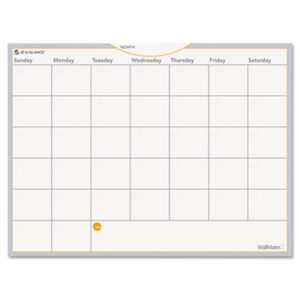 (AAGAW502028)AAG AW502028 – WallMates Self-Adhesive Dry Erase Monthly Planning Surfaces, 24 x 18, White/Gray/Orange Sheets, Undated by AT-A-GLANCE (1/EA)