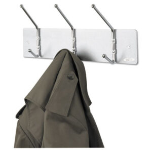 Clothes Hangers/Hooks/Racks; Clothes Racks; Coat; Coat & Hat Rack; Coat Hooks & Racks; Coat Racks/Hangers/Hooks; Coat/Hat Racks & Hooks; Costumers; Garment; Garment Racks & Hooks; Hat/Coat Rack; Hook; Metal; Rack; Racks & Hooks; SAFCO; Satin Aluminum Finish; Three Hooks; Wall Racks; Apparel; Hat; Umbrella; Storage; Reception; Bumbershoots; Hanger