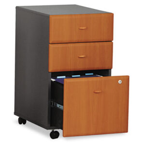 File Cabinet; Files; Furniture; Mobile; Natural Cherry/Slate Gray; Vertical; Wood; Series A; Filing; Systems; Receptacles; Organization BBF; Vertical Storage; Desk Storage