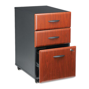 File Cabinet; Files; Furniture; Hansen Cherry/Galaxy; Mobile; Vertical; Wood; Series A; Filing; Systems; Receptacles; Organization BBF; Vertical Storage; Wood Laminate; Bush Business Furniture; Bush