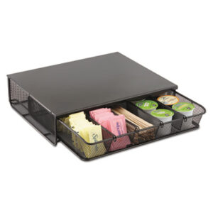 Condiment Organizer; Coffee Pod Storage; Coffee Supply Storage; Coffee Supply Organizer; Hospitality Organizer; Breakroom Supply Organizer; Coffee Supply Caddy; Coffee Supply Holder; Coffee Pod Holder; Condiment Caddy; Racks; Kitchens; Breakrooms; Cafeterias; Hospitality