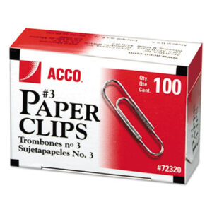 ACCO; Clip; Clips; Clips & Clamps; Fasteners; No. 3 Size; Paper Clip; Paper Clips & Clamps; Hasps; Clasps; Affixers; Affixes; Attach