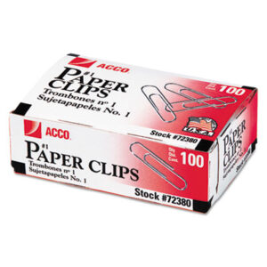 ACCO; Clip; Clips; Clips & Clamps; Fasteners; No. 1 Size; Paper Clip; Paper Clips & Clamps; Hasps; Clasps; Affixers; Affixes; Attach