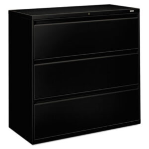 Office Furniture; 3 Drawer; 42" Wide; 800 Series; Cabinet; File Cabinet; File Cabinets; File Cabinets & Accessories; Furniture; Lateral File; Metal; Black; Steel; Storage; Three; Filing; Systems; Receptacles; Organization; Files; Brigade; HON