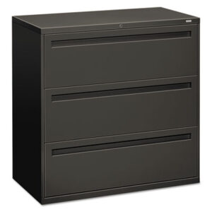 Office Furniture; 42" Wide; 700 Series; Cabinet; Charcoal; Drawer; File Cabinet; File Cabinets; Lateral File; Metal; Three-Drawer; Filing; Systems; Receptacles; Organization; Furniture; Files; Brigade; HON