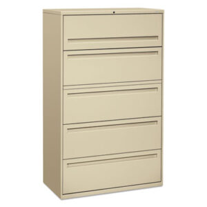 Office Furniture; 42" Wide; 700 Series; Cabinet; Drawer; File Cabinet; File Cabinets; Five-Drawer; Lateral File; Metal; Putty; Filing; Systems; Receptacles; Organization; Furniture; Files; Brigade; HON