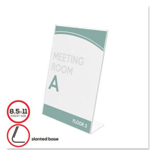 Clear Plastic; Counter/Desk Sign Holder; DEFLECT-O; Desk Sign; Display; Frame; Holder; Holders; Inclined; Side-Load; Sign; Sign Holder; Signs; Superior Image; Signage; Visual; Graphics; Indicators; Directory; Directories