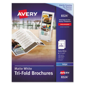 8-1/2 x 11;Brochure;Brochure/Flyer;Brochures;Inkjet;Inkjet Printer;Mailers;Matte Texture;Specialty Mailers;White; AVERY