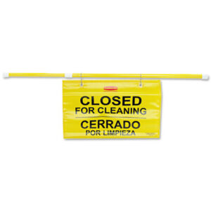 Caution Sign; Message Sign; Safety Sign; Cleaning; RUBBERMAID; Rubbermaid Commercial Products; Sign; Signs; Bilinual Sign; Closed for Cleaning Sign; Signage; Visual; Graphics; Indicators; Directory; Directories