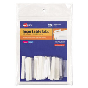 (AVE16230)AVE 16230 – Insertable Index Tabs with Printable Inserts, 1/5-Cut, Clear, 1.5" Wide, 25/Pack by AVERY PRODUCTS CORPORATION (25/PK)