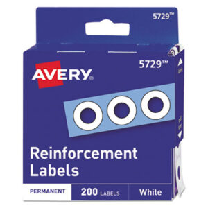 AVERY; Binder; Hole Reinforcement; Looseleaf; Paper; Polyvinyl; Reinforcement Hole Strip; Reinforcements; Repair Product; Ring Binder; Self-Adhesive; Sheet Reinforcement; White; School; Education; Students; Teachers; Classrooms