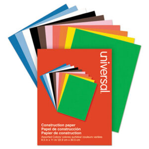 (UNV20900)UNV 20900 – Construction Paper, 76 lb Text Weight, 9 x 12, Assorted, 200/Pack by UNIVERSAL OFFICE PRODUCTS (200/PK)