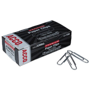 ACCO; Clip; Clips; Clips & Clamps; Fasteners; Jumbo Size; Paper Clip; Paper Clips & Clamps; Hasps; Clasps; Affixers; Affixes; Attach