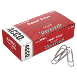 ACCO; Clip; Clips; Clips & Clamps; Fasteners; Jumbo Size; Paper Clip; Paper Clips & Clamps; Hasps; Clasps; Affixers; Affixes; Attach