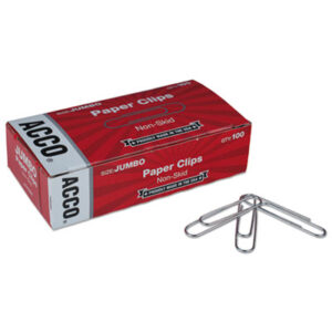 ACCO; Clip; Clips; Clips & Clamps; Fasteners; Jumbo Size; Paper Clip; Paper Clips & Clamps; Hasps; Clasps; Affixers; Affixes; Attach