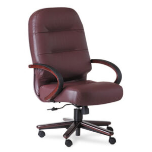 2190 Pillow-Soft Series; Burgundy/Mahogany; Chair; Chairs; Executive; Hardwood Frame; High Back; Leather; Swivel/Tilt; Wood; Seats; Seating; Furniture; Workstations; Office; HON