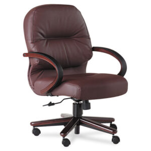 2190 Pillow-Soft Series; Burgundy/Mahogany; Chair; Chairs; Hardwood Frame; Leather; Managerial; Mid Back; Swivel/Tilt; Wood; Seats; Seating; Furniture; Workstations; Office; HON