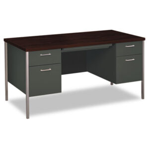 34000 Series; Desk; Desks; Double Pedestal; Mahogany/Charcoal; Metal; Metal Furniture; Office; Office Suites; Workstations; Writing-Table; Escritoire; Furniture; HON