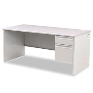 "L" Workstation; 38000 Series; 66 x 30; Desks; Furniture; Gray; Metal; Office Suites; Return; Right; Single Pedestal; Steel; Workstations; Writing-Table; Escritoire; HON