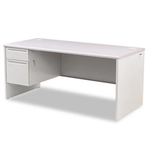 "L" Workstation; 38000 Series; 66 x 30; Desk; Desks; Furniture; Gray; Left; Metal; Office Suites; Single Pedestal; Steel; Workstations; Writing-Table; Escritoire; HON