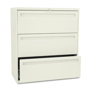 Office Furniture; 36" Wide; 700 Series; Cabinet; Drawer; File Cabinet; File Cabinets; Lateral File; Metal; Putty; Three-Drawer; Filing; Systems; Receptacles; Organization; Furniture; Files; Brigade; HON