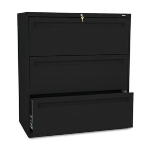 Office Furniture; 36" Wide; 700 Series; Black; Cabinet; Drawer; File Cabinet; File Cabinets; Lateral File; Metal; Three-Drawer; Filing; Systems; Receptacles; Organization; Furniture; Files; Brigade; HON