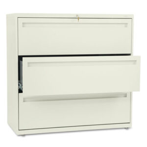 Office Furniture; 42" Wide; 700 Series; Cabinet; Drawer; File Cabinet; File Cabinets; Lateral File; Metal; Putty; Three-Drawer; Filing; Systems; Receptacles; Organization; Furniture; Files; Brigade; HON