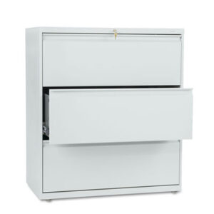 Office Furniture; 3 Drawer; 36" Wide; 800 Series; Cabinet; File Cabinet; File Cabinets; File Cabinets & Accessories; Furniture; Lateral File; Light Gray; Metal; Steel; Storage; Three; Filing; Systems; Receptacles; Organization; Files; Brigade; HON