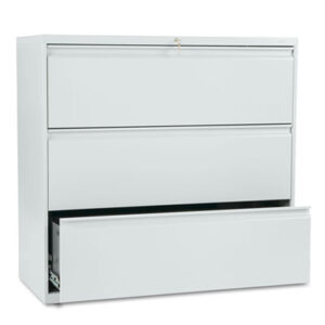 Office Furniture; 3 Drawer; 42" Wide; 800 Series; Cabinet; File Cabinet; File Cabinets; File Cabinets & Accessories; Furniture; Lateral File; Light Gray; Metal; Steel; Storage; Three; Filing; Systems; Receptacles; Organization; Files; Brigade; HON