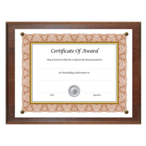 Award-A-Plaque; Certificates; Document Holder; Frames; Human Resources; NUDELL; Plaques; Walnut; Mounts; Casings; Trims; Decorating; Pictures