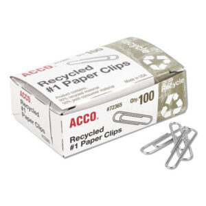 ACCO; Paper Clips; Clips; Clamps; Fasteners; Recycled; Office Supplies; Hasps; Clasps; Affixers; Affixes; Attach