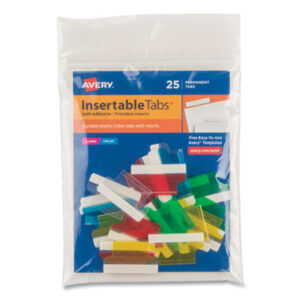 AVERY; Index Tabs; Plastic Tabs; Printable Inserts; Self-Adhesive; Filing; Labeling; Indicators; Directories; Arranging; Files; Identification