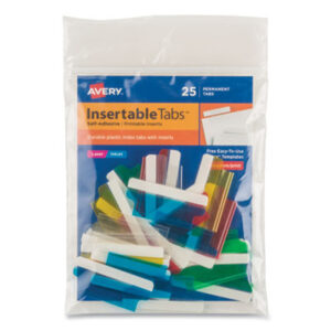 AVERY; Index Tabs; Plastic Tabs; Printable Inserts; Self-Adhesive; Filing; Labeling; Indicators; Directories; Arranging; Files; Identification