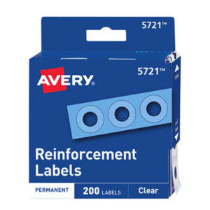 AVERY; Binder; Clear; Hole Reinforcement; Looseleaf; Paper; Polyvinyl; Reinforcement Hole Strip; Reinforcements; Repair Product; Ring Binder; Self-Adhesive; Sheet Reinforcement; School; Education; Students; Teachers; Classrooms