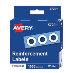 AVERY; Binder; Hole Reinforcement; Looseleaf; Paper; Polyvinyl; Reinforcement Hole Strip; Reinforcements; Repair Product; Ring Binder; Self-Adhesive; Sheet Reinforcement; White; School; Education; Students; Teachers; Classrooms