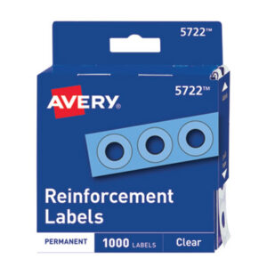 AVERY; Binder; Clear; Hole Reinforcement; Looseleaf; Paper; Polyvinyl; Reinforcement Hole Strip; Reinforcements; Repair Product; Ring Binder; Self-Adhesive; Sheet Reinforcement; School; Education; Students; Teachers; Classrooms