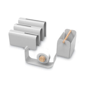 (UBR3535A0001)UBR 3535A0001 – Arc Desktop Organization Kit, Letter Sorter/Tape Dispenser/Utility Cup, Metal, Gray by U BRANDS (1/KT)