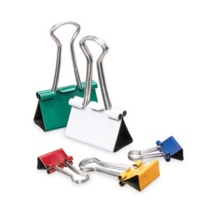 (UNV31026)UNV 31026 – Binder Clips with Storage Tub, (12) Mini (0.5"), (12) Small (0.75"), (6) Medium (1.25"), Assorted Colors by UNIVERSAL OFFICE PRODUCTS (30/PK)
