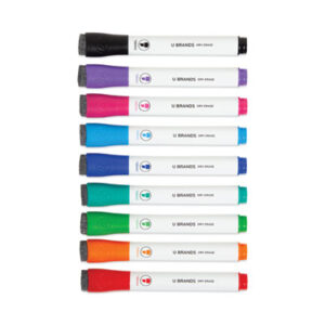 (UBR2924U0001)UBR 2924U0001 – Chisel Tip Low-Odor Dry-Erase Markers with Erasers, Broad Chisel Tip, Assorted Colors, 48/Pack by U BRANDS (48/PK)