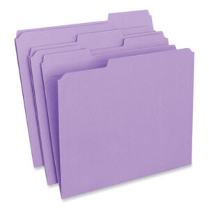 (UNV16165)UNV 16165 – Reinforced Top-Tab File Folders, 1/3-Cut Tabs: Assorted, Letter Size, 1" Expansion, Violet, 100/Box by UNIVERSAL OFFICE PRODUCTS (100/BX)