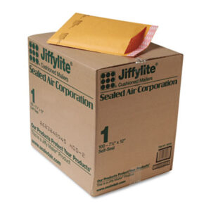 #1; 100 Mailers per Carton; 7-1/4 x 12; Air Bubble; Air Bubble Mailer; Bubble; Bubble Lined; Bubble Mailer; Envelope; Jiffy Mailer; Jiffylite; Kraft; Mailer; Mailers; Padded Mailer; Recycled Product; Recycled Products; SEALED AIR; Self-Sealing; Posts; Letters; Packages; Mailrooms; Shipping; Receiving; Stationery