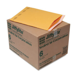 #6; 12-1/2 x 19; 50 Mailers per Carton; Air Bubble; Air Bubble Mailer; Bubble; Bubble Lined; Bubble Mailer; Envelope; Jiffy Mailer; Jiffylite; Kraft; Mailer; Mailers; Padded Mailer; Recycled Product; Recycled Products; SEALED AIR; Self-Sealing; Posts; Letters; Packages; Mailrooms; Shipping; Receiving; Stationery