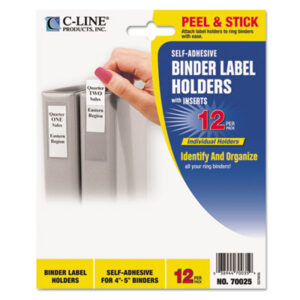 2" to 3" Binder Capacity; C-LINE; Clear; Holder; Label; Label Holders; Self-Adhesive; Inserts; Windows; Sleeves; Identifications; Classifications; identifiers