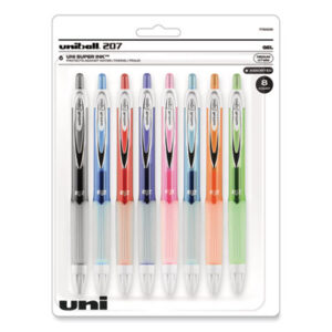 (UBC1739929)UBC 1739929 – Signo 207 Gel Pen, Retractable, Medium 0.7 mm, Assorted Ink and Barrel Colors, 8/Pack by UNI (8/ST)