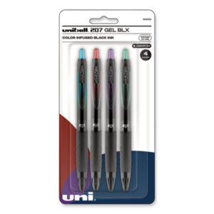(UBC1838182)UBC 1838182 – 207 BLX Series Gel Pen, Retractable, Medium 0.7 mm, Assorted Ink and Barrel Colors, 4/Pack by UNI (4/ST)