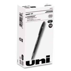 (UBC1927631)UBC 1927631 – AIR Porous Rollerball Pen, Medium 0.7 mm, Black Ink/Barrel, Dozen by UNI (12/DZ)