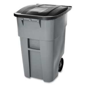 50-Gallon; Brute; Refuse Container; RUBBERMAID; Square Brute Big Wheel 50-Gallon Refuse Container; Square Refuse Container; Waste Containers; Dumpster; Kitchen Bin; Litter; Dustbin; Junk; Trash; Garbage; RCP9W2700GRAY; RUB355900GRAY