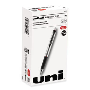 (UBC65872)UBC 65872 – 207 Impact Gel Pen, Retractable, Bold 1 mm, Red Ink, Black/Red Barrel by UNI (1/EA)