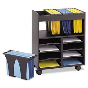 Black; File Cart; Files; Filing Cart; GoCarts; Hanging File; Letter Size; Mobile; Mobile File Cart; Rolling File; Rolling Files; SAFCO; Wood; Filing; Systems; Receptacles; Organization; Furniture